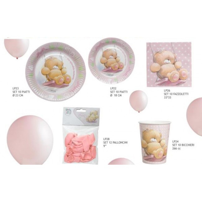 Bomboniera set 10 bicchieri orsetto rosa Bomboniera set 10 bicchieri orsetto rosa